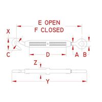 エスコ 9.5mm ターンバックル(Hook & Eye/ステンレス製) EA638KH-74 1個（直送品）