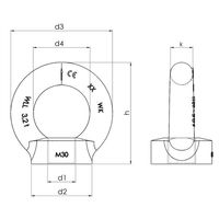 エスコ M 36 アイナット(炭素鋼製) EA638SD-73 1個（直送品）