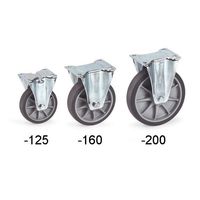 エスコ 200mm キャスター(固定金具・ホイールカバー付) EA986PG-200 1個（直送品）