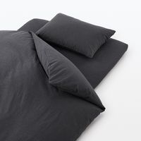 無印良品 洗いざらし敷ふとんシーツ Ｓ 兼浅型ボックスシーツ １００×２００×３‐１０ｃｍ用 ダークグレー 良品計画