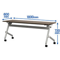 TOKIO 平行フォールディングテーブル2 幕板無し 幅1800×奥行600×高さ720mm ダーク 1台（2梱包）