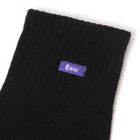 メンズ ショートボックスロゴソックス ブラック×パープル 25～27cm LAKOLE/ラコレ