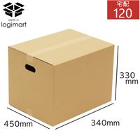 【120サイズ】取っ手付きダンボール 450×340×330mm NO251 1セット（1梱包（10枚入）×5） ロジマート