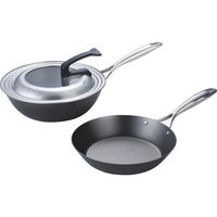 シャディ 窒化加工 鉄フライパン(24cm)&鉄深型フライパン(26cm)セット フタ付 24-8379-641 1箱（直送品）