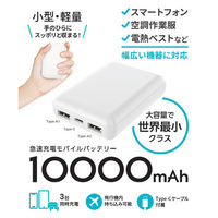 磁気研究所 Type-C入出力対応モバイルバッテリー 10000mAh ホワイト 簡易包装 HD4-MBTC10000WHP 1個（直送品）