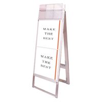 ポスター用スタンド看板パンフレットケース付 A3縦縦両面ホワイト(屋外用) アームキャスターセット PSSKP-A3TTRW-G-KSET（直送品）