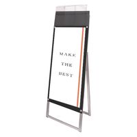 常磐精工 ポスター用スタンド看板マグネジ パンフレットケース付 A3縦縦片面ブラック(屋外用) アームキャスターセット 1台（直送品）