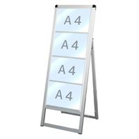 常磐精工 バリウスカードケーススタンド看板 A4横4片面 アームキャスターセット VACCSK-A4Y4K-KSET 1台（直送品）