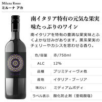 イタリア　ミルーナ ロッソ　赤ワイン ミディアムボディ　750ml 1本　日本酒類販売（わけあり品）