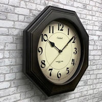 さんてる 天然木モダン 電波掛け時計 8角 アラビア文字 290×290mm ライトブラック DQL736A-DBK 1個（直送品）