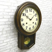 さんてる アンティーク 振り子時計 丸型 幅400×奥行70×高さ260mm アンティークブラウン QL623 1個（直送品）