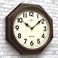 さんてる 天然木レトロ 掛け時計 8角 アラビア文字 285×285mm アンティークブラウン QL713_A 1個（直送品）