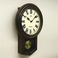 さんてる モダンアンティーク 振り子時計 丸型 ローマ文字 幅400×高さ260mm アンティークブラウン QL723R-AN 1個（直送品）