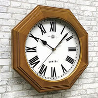 さんてる 天然木シンプル 掛け時計 8角 ローマ文字 290×290mm ブラウン QL730R-BR 1個（直送品）