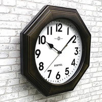 さんてる 天然木シンプル 掛け時計 8角 アラビア文字 290×290mm ライトブラック QL731A-DBK 1個（直送品）