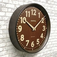 さんてる 天然木シンプルスタンダード木枠 掛け時計 直径285mm ダークブラウン QL734DBK 1個（直送品）