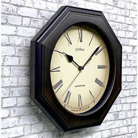 さんてる 天然木モダン 掛け時計 8角 ローマ文字 290×290mm ライトブラック QL736R-DBK 1個（直送品）