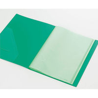 キングジム　クリアーファイルカラーベース（タテ入れ）　A4タテ　40ポケット　緑　132CW（わけあり品）