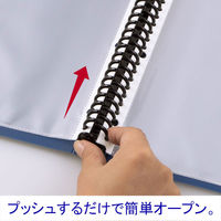 アスクル　クリアファイル　A4タテ　30穴　差し替え式　背幅32mm　ブルー　青　ユーロスタイル オリジナル（わけあり品）