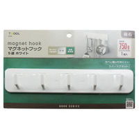 ハイロジック マグネットフック 5連 ホワイト 00032584 1個（わけあり品）