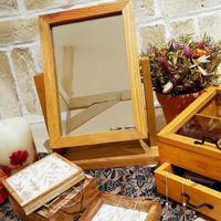 【studio CLIP】 リサイクルウッド ミラースタンド ナチュラル（わけあり品）