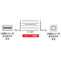 USBケーブル　両面USB-A（オス）USB-B（オス）　2m　USB2.0　KU-R2　サンワサプライ　1本（わけあり品）