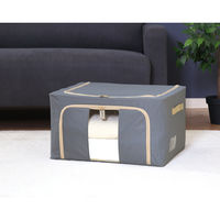 不二貿易 窓付&積み重ね収納ボックス 55L GY 63515 1個