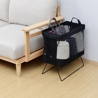 YAMAZEN 【荷物入れ】メッシュバスケット ハイタイプ M 折りたたみ 収納ボックス HTB-MH(BK) 1個
