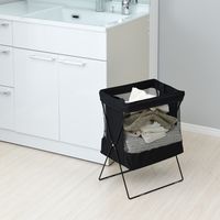 YAMAZEN 【荷物入れ】メッシュバスケット ハイタイプ S 折りたたみ 収納ボックス HTB-SH(BK) 1個