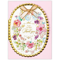 日本ホールマーク ホールマーク サンキューグリーティングカード カット・リボンピンクフラワー 844066 1セット(6枚)（直送品）