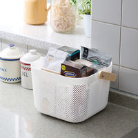 パール金属 木製持ち手付スクエアバスケット N-7212 1個