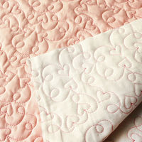 日本紐釦貿易 デザインステッチキルティング生地 ハート グレー 2Mカット DQL-HEART-3-2M 1セット(2m切売カット)（直送品）