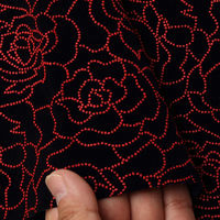 日本紐釦貿易 印伝調合皮スエードレザー生地 巾92cm×2m切売カット バラ柄 赤 KP4080-6D-2M 1セット(2m切売カット)（直送品）