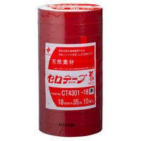ニチバン　セロテープ　着色　18mm×35m　赤　CT4301ー18　1セット（1パック（10巻入）×5）