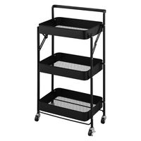 アイリスオーヤマ 組立簡単スチールワゴン取っ手付き　ブラック　 KKSWー3T 1セット（3台）