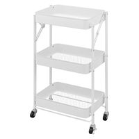 アイリスオーヤマ 組立簡単スチールワゴン　ホワイト　 KKSWー3 1セット（3台）