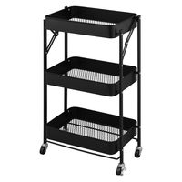 アイリスオーヤマ 組立簡単スチールワゴン　ブラック　 KKSWー3 1セット（3台）