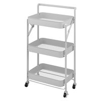アイリスオーヤマ 組立簡単スチールワゴン取っ手付き　ライトグレー　KKSWー3T 1セット（3台）