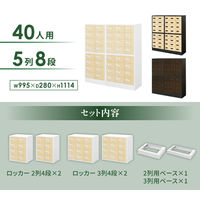 ネットフォース NSAFEII 5列8段40人用 ダイヤル錠 ベース付 NA×ホワイト NSAFE-58-2C-AW-NAWH 1セット（直送品）