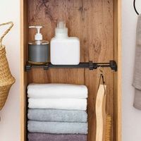 平安伸銅工業 突っ張りすき間棚 SーLL ブラック 4977612210164 1個（直送品）