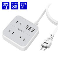 TESSAN 延長コード2m 電源タップ AC 3口 USB-A TS-103 1セット(1個×5)