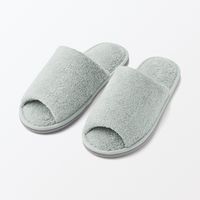無印良品 洗える綿パイルスリッパ 前あき Ｌ ２５～２７．５ｃｍ用 グリーン 良品計画