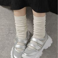 レディース ロングラメルーズソックス アイボリー 23～25cm LAKOLE/ラコレ