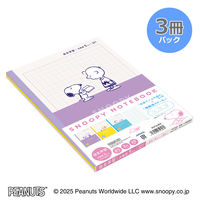 日本ノート ノート スヌーピー セミB5 自主学習 5mm方眼26枚 3色セット PST5J03 1パック(3色入)