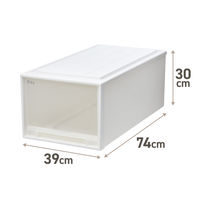 【引き出し収納】　天馬　フィッツケース 74ー39L　ホワイト/クリア　幅39.0×奥行74.0×高さ30.0cm　1個