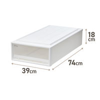 【引き出し収納】　天馬　フィッツケース 74ー39S　ホワイト/クリア　幅39.0×奥行74.0×高さ18.0cm　1個