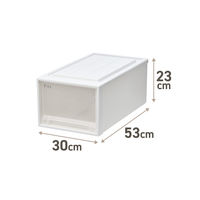 【引き出し収納】　天馬　フィッツケース 53ー30M　ホワイト/クリア　幅30.0×奥行53.0×高さ23.0cm　1個