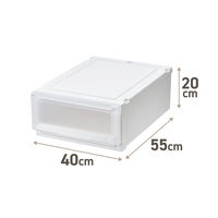 【引き出し収納】　天馬  フィッツケース アドバンス 55ー40Sホワイト/クリア　幅40.0×奥行55.0×高さ20.0cm　1セット（1個×4）