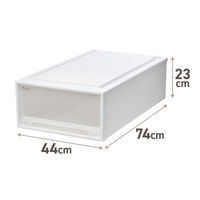 【引き出し収納】　天馬　フィッツケース 74ー44M　ホワイト/クリア　幅44.0×奥行74.0×高さ23.0cm　1セット（1個×3）