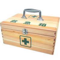 日進医療器 リーダー木製救急箱&衛生材料セット Mサイズ 防災備蓄 緊急 大容量 木目 782615 1組（直送品）